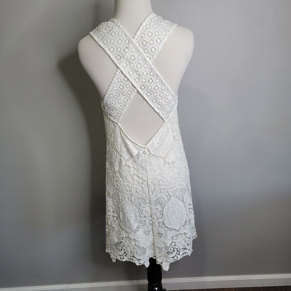 Alexis Lira Crochet Cross‎ Back Dress Size Small Lace Ivory - Picture 2 of 10